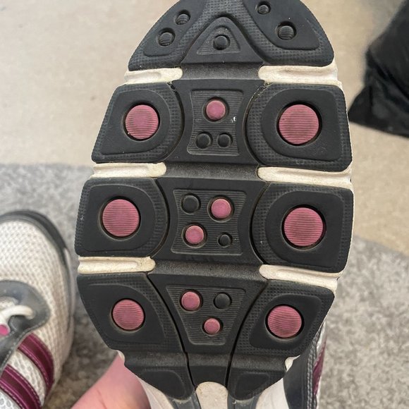 EUC Ladies Size 11 Adidas white and pink mesh 3d cushion lace up trainers - Picture 10 of 13